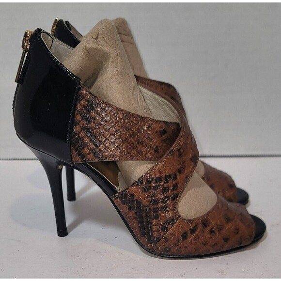 Michael Kors Reptile Stilettos Brown with Black Patent Leather - Size 5 - Picture 4 of 14